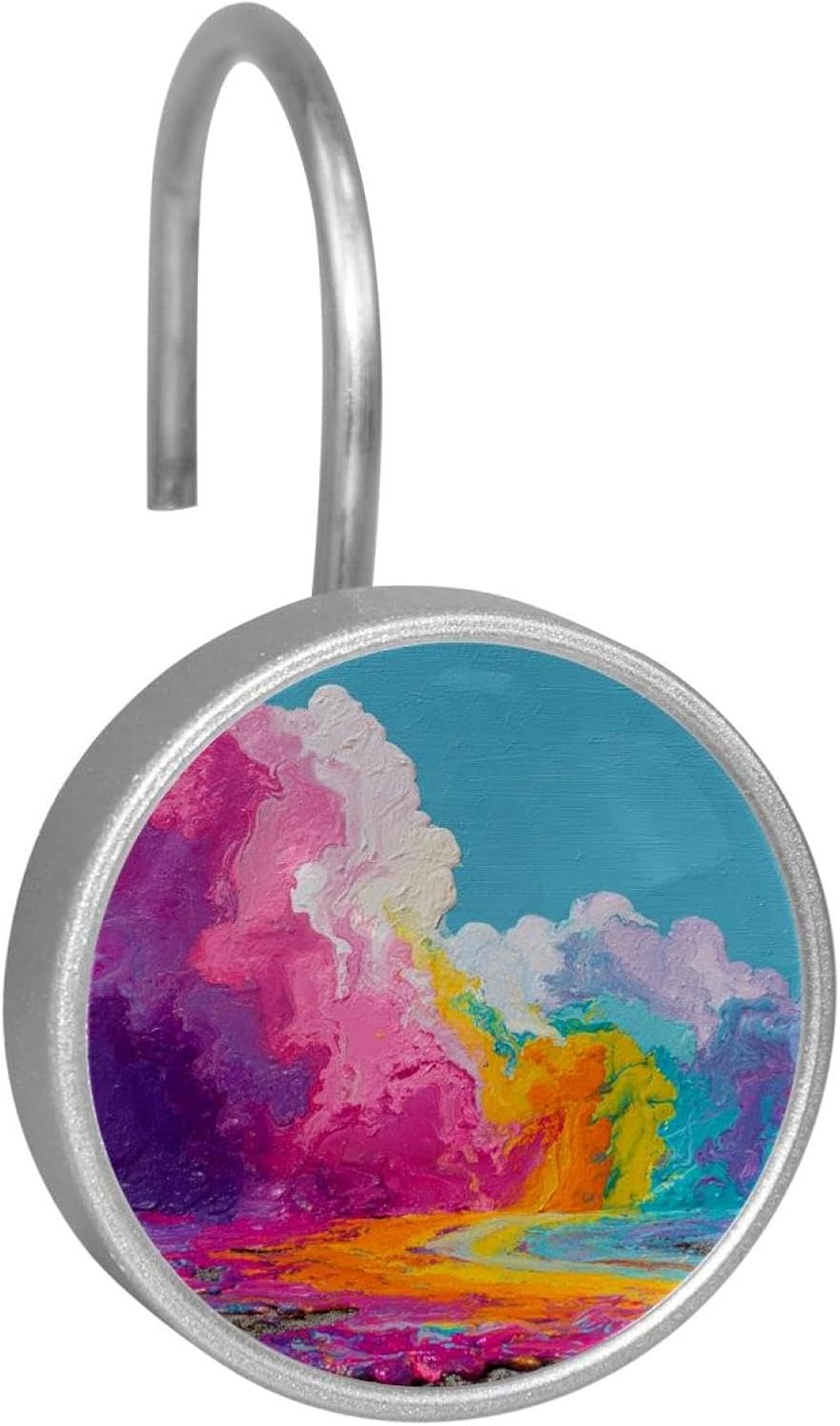 Colorful Rainbow Painting Shower Curtain Hooks - Set of 12 Shower Curtain Rings - Shower Hooks for Bathroom Shower Rods Curtains and Liners