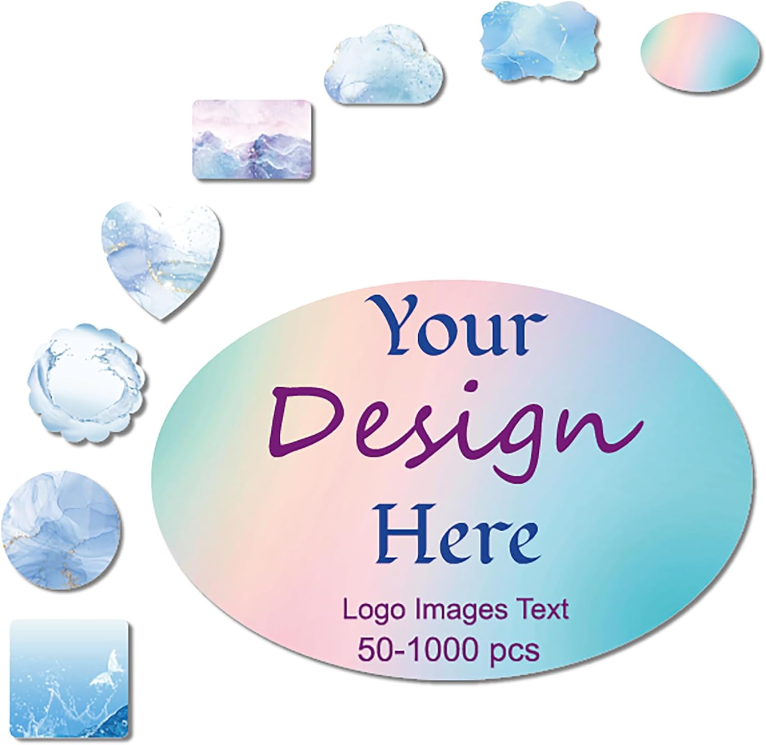 50-1000pcs Custom Stickers Personalized Labels for Business Logo Custom Vinyl Waterproof Sticker(6inx4in Rectangle)