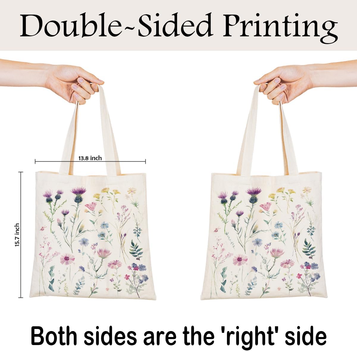 Canvas Tote Bag for Women, Aesthetic Reusable Grocery Shopping Shoulder Bag for Casual Vacation Shopping Work Travel - Image 2