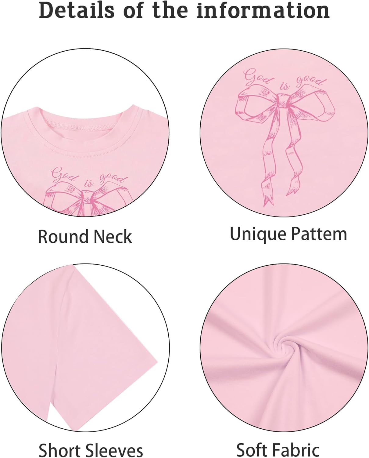 Christian Shirts for Kids Cute Girls Bow Shirt Jesus Shirts Christian Graphic Tees Pink Bow Shirt - Image 5