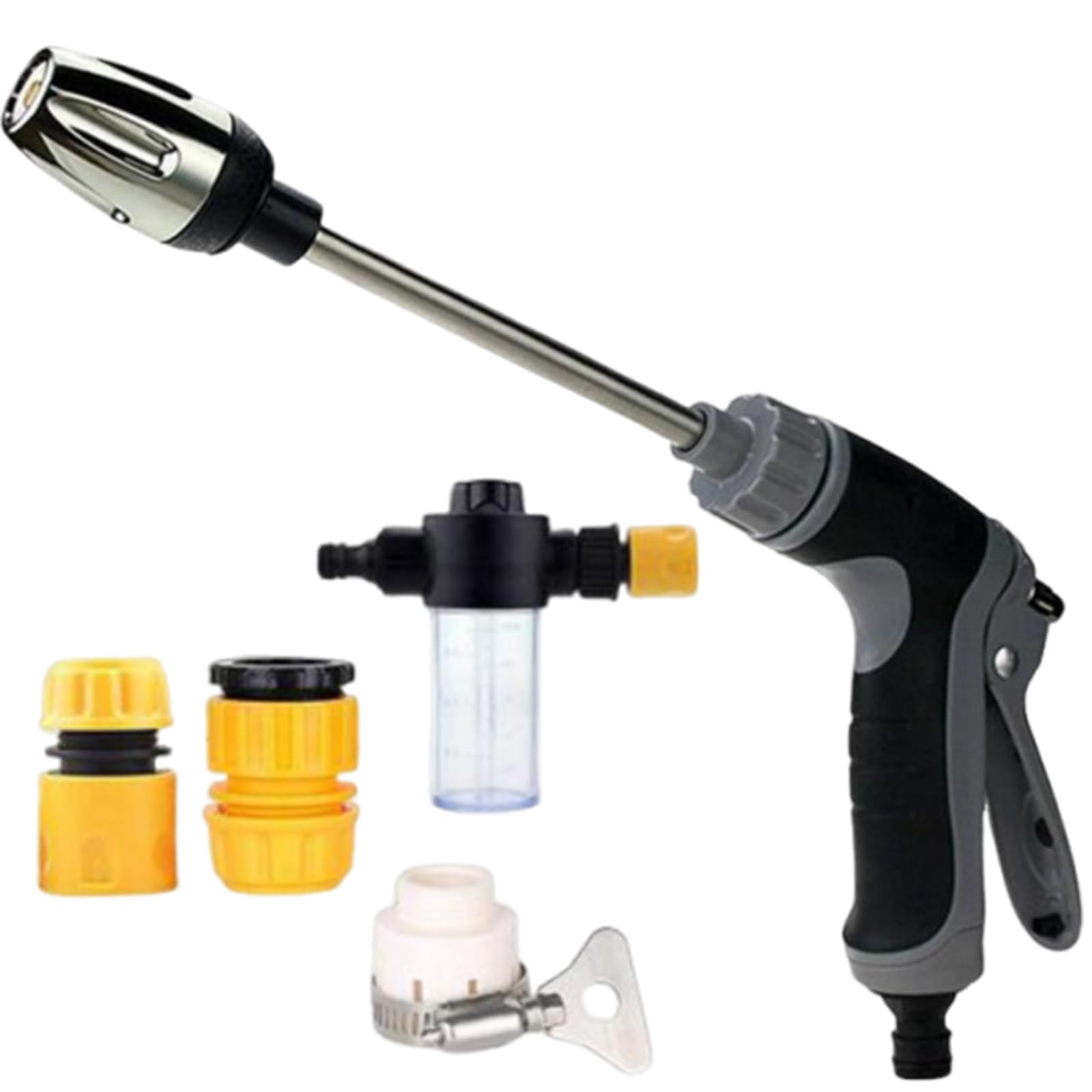 5Pcs High Pressure Washer Gun, High Pressure Hose Nozzle with Hose Pressure Washer Attachment and Jet Wash Attachments, Garden Hose Pressure Booster for Effective Cleaning