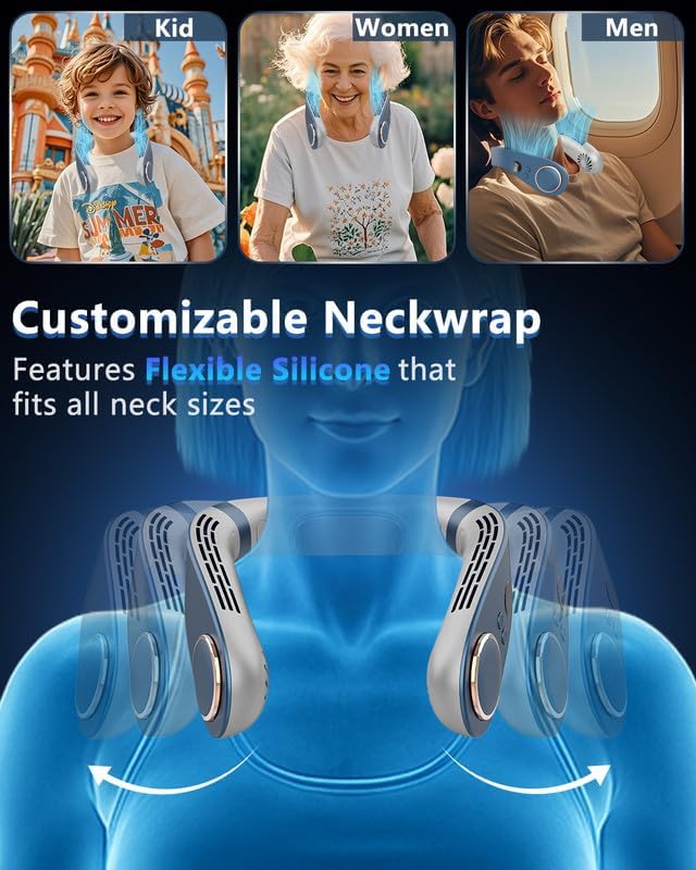 Miniatura 6 de Aire acondicionado de cuello con placa de enfriamiento, ventilador de cuello portátil, ventilador personal reciclable de larga vida sin aspas para