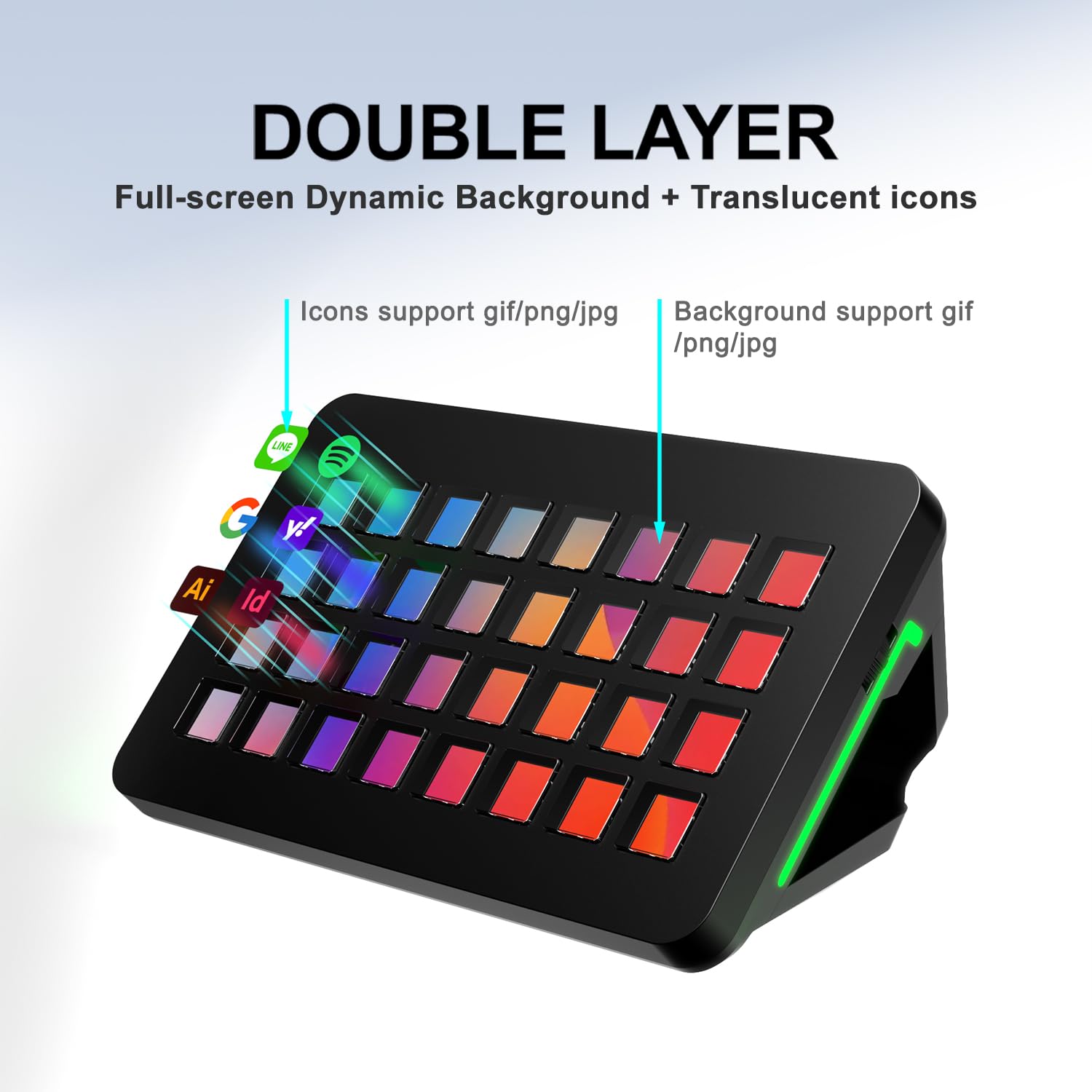 TreasLin /VSDinside XL Streaming Deck & Macro Keypad - 32 teclas personalizables con ruedas de desplazamiento + luz RGB, teclado de acceso directo programable para gamers creadores trabajan en OBS