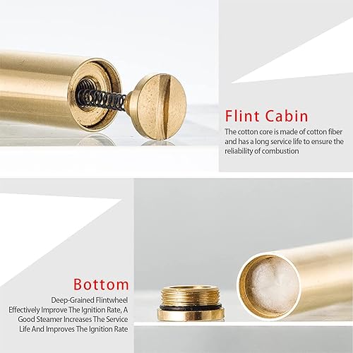 Miniatura 4 de YODOOLTLY Nunchaku - Encendedor de queroseno de cobre puro, muela de molienda retro, encendedores de pedernal, portátil, de acero inoxidable, regalo