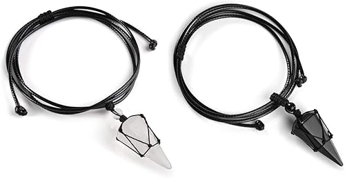 Miniatura 2 de PESOENTH Collar de amatista de cristal de cuarzo púrpura con péndulo de sanación de adivinación y sanación con cordón ajustable, piedra preciosa