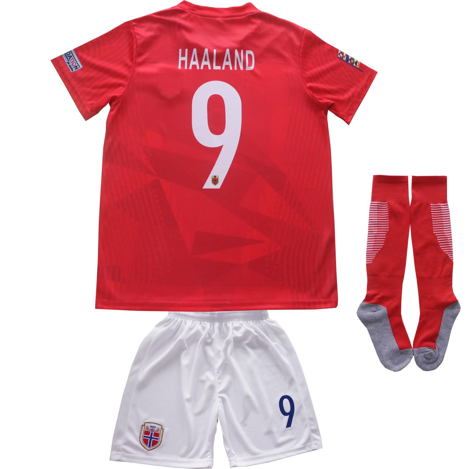 HOMEMIYouth Sportswear Norway 9 Haaland Kids Home Soccer Jersey/Shorts Football Socks Set