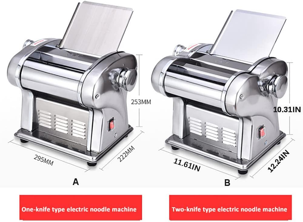 Electric Pasta Maker, Automatic Noodle Making Machine Noodle Press Machine for Home Use, 6-Level Thickness Adjustable, Stainless Steel, 135W, Friendly for Novices,1knife (2knife)