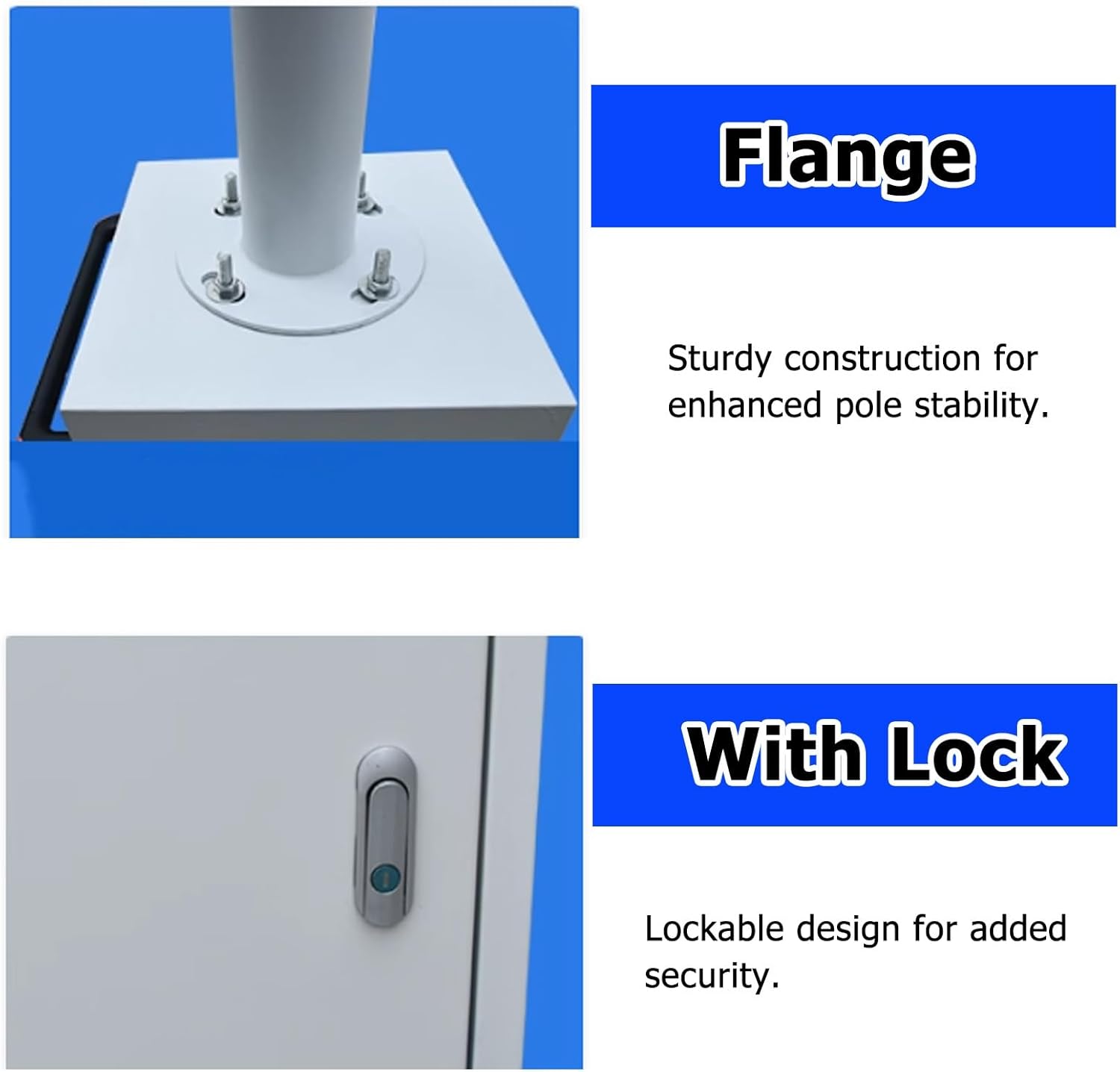 Adjustable CCTV Camera Pole Stand with 4 Wheels & Storage Box, 2-Section Splicing Surveillance Post, 7.5 to 14.8ft Height for Enhanced Security Monitoring