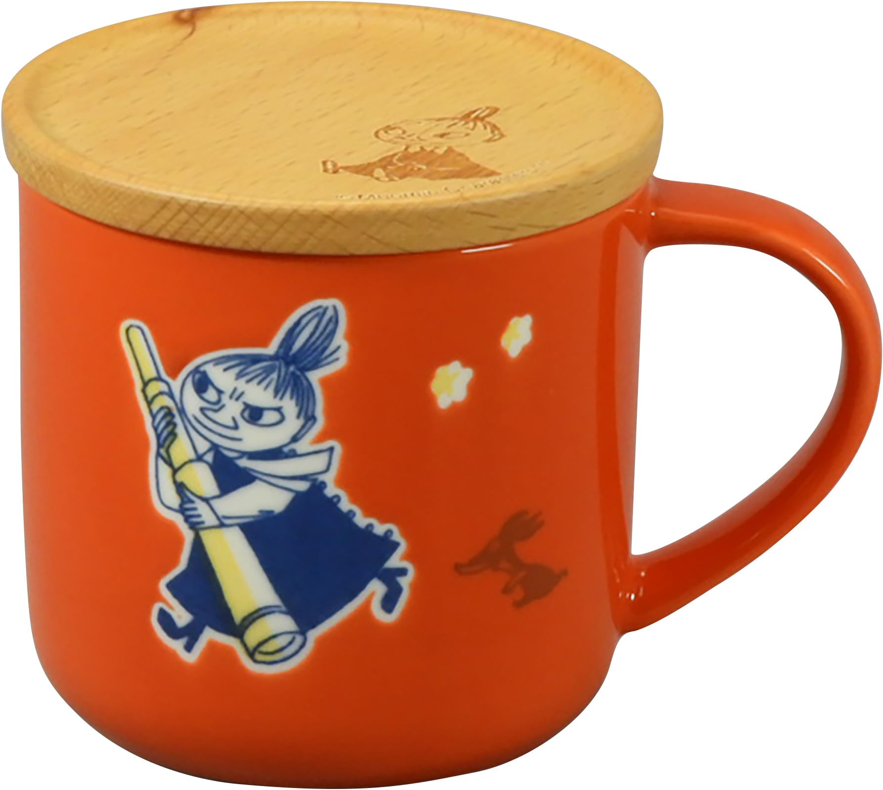 Moomin MM8402-11C Milky Mug with Lid and Wooden Coaster, Little My Goods, Large, 11.8 fl oz (350 ml), Red - red