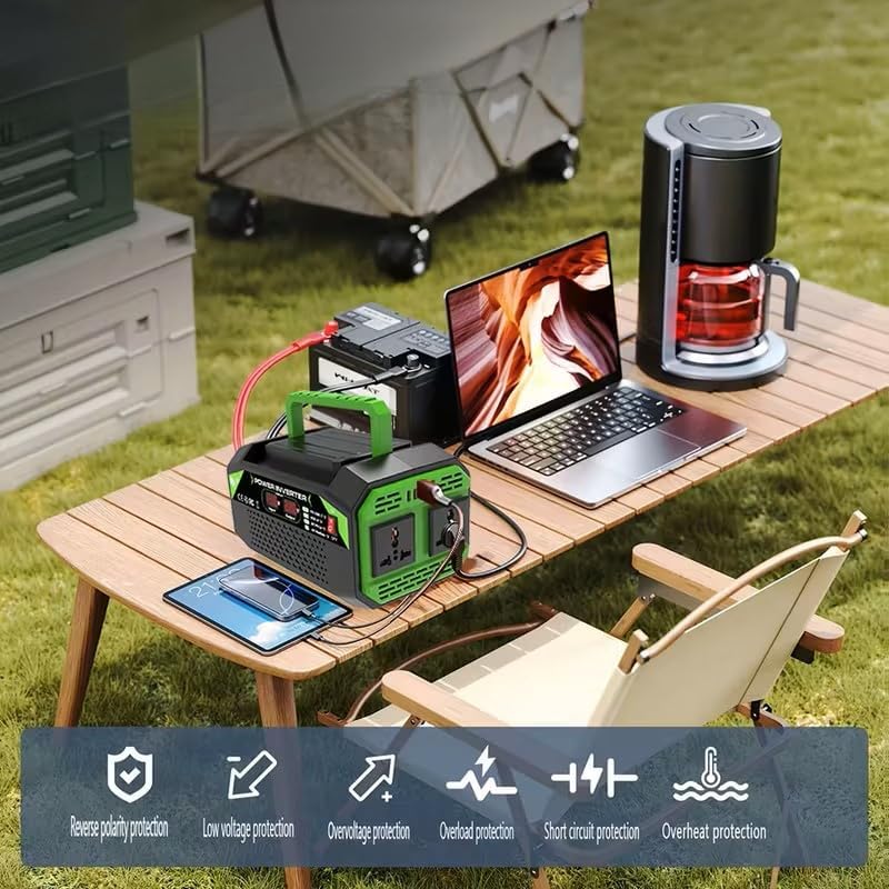 1200W Car Power Inverter, 12V DC to 110V AC Converter with LCD Display, 2 AC Outlets, Dual USB and Type-C Ports, Portable Charger for Car Truck RV Camping Travel (1200.0, Watts)