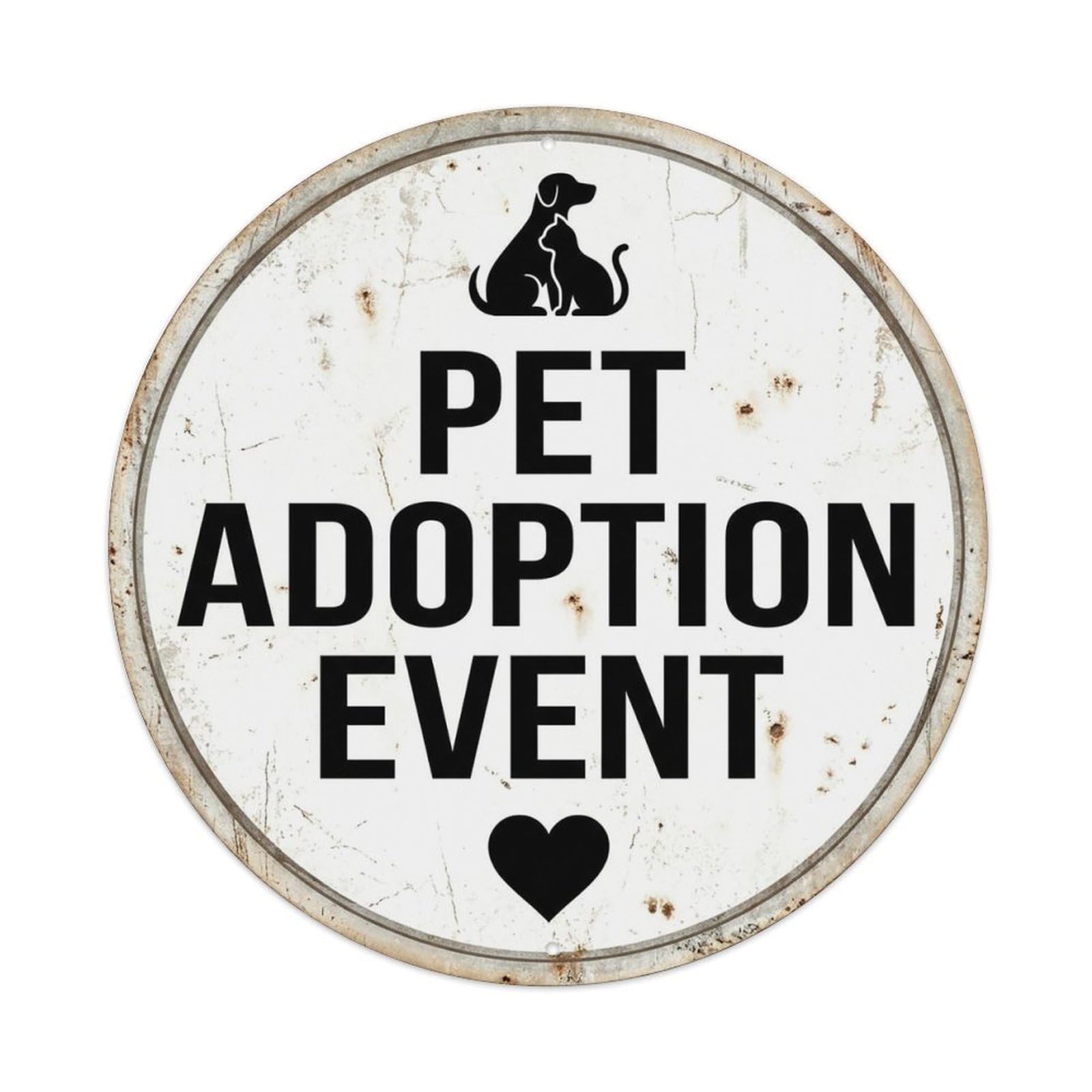 Vintage Pet Adoption Event Decor Metal Tin Sign