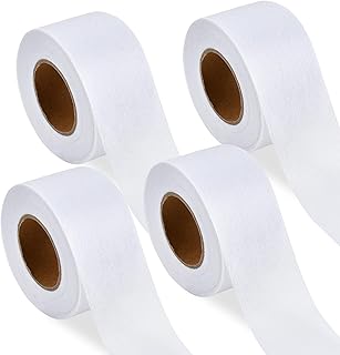 4 Roll Fusible Batting Tape for Quilting, White Batting Tape, Iron on Hem Tape, No Sewing Required, Seam Batting Tape Quilting Supplies for Art Quitting Batting Sewing (1.5 Inch x 20 Yard)