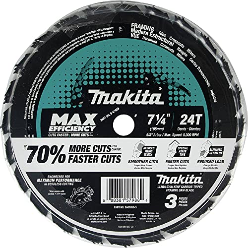 Makita B-61656-3 7-1/4" 24T Carbide-Tipped Max Efficiency Circular Saw Blade, Framing, 3/pk by Makita - Used condition - Image 5