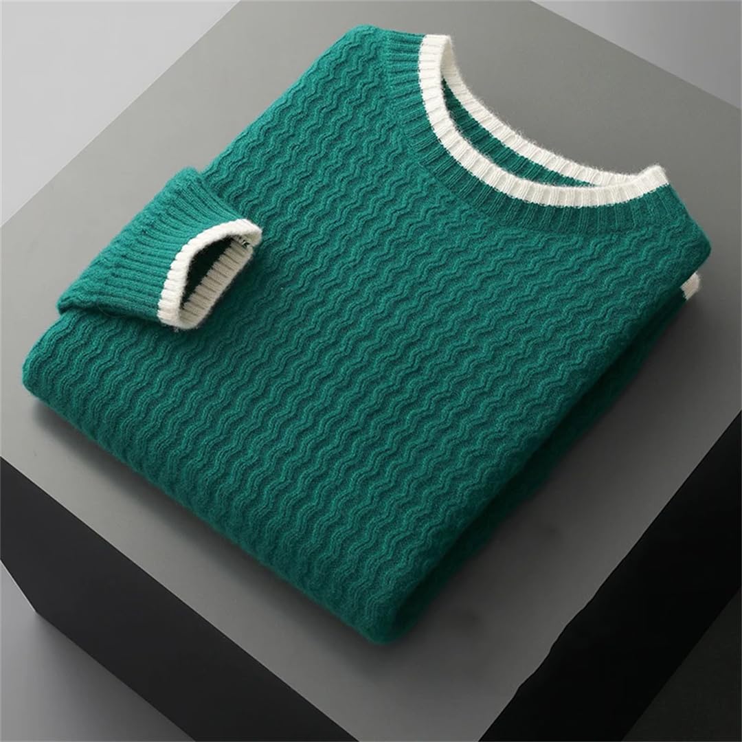 Yeuyyben Maglione in lana merino per gli uomini inverno ispessito moda casual motivo a righe pullover lavorato a maglia maglioni vintage