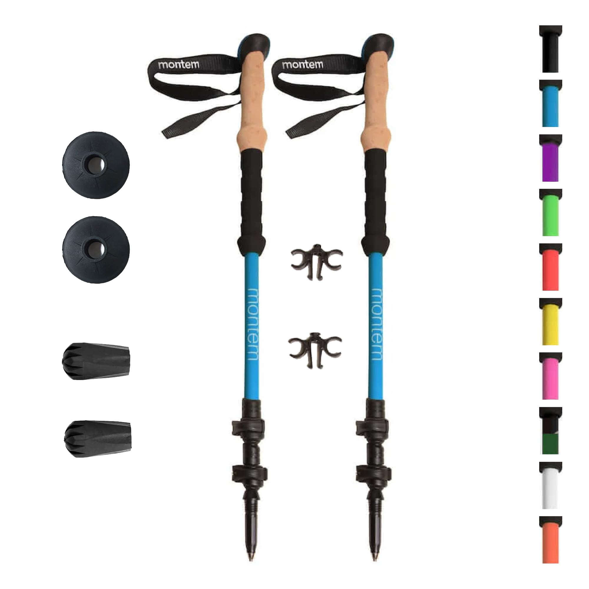 Montem Ultra Strong Trekking, Walking, and Hiking Poles - One Pair (2 Poles) - Collapsible, Lightweight, Quick Locking, Weather-Resistant and Ultra