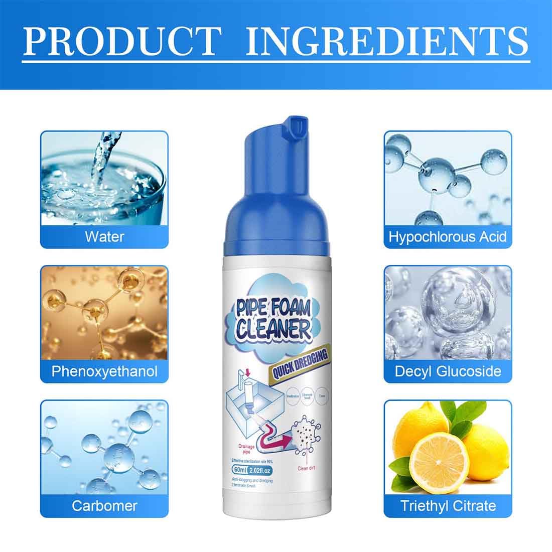 Powerful Drain Cleaner,Drain Cleaner Foam,Odor Eliminator,Foaming Drain Cleaner,Unclogs,Foam Sink Cleaner,Liquid Plumber Drain Cleaner,Clog Remover For Kitchen Drain,Sinks,Tubs (2 bottles)