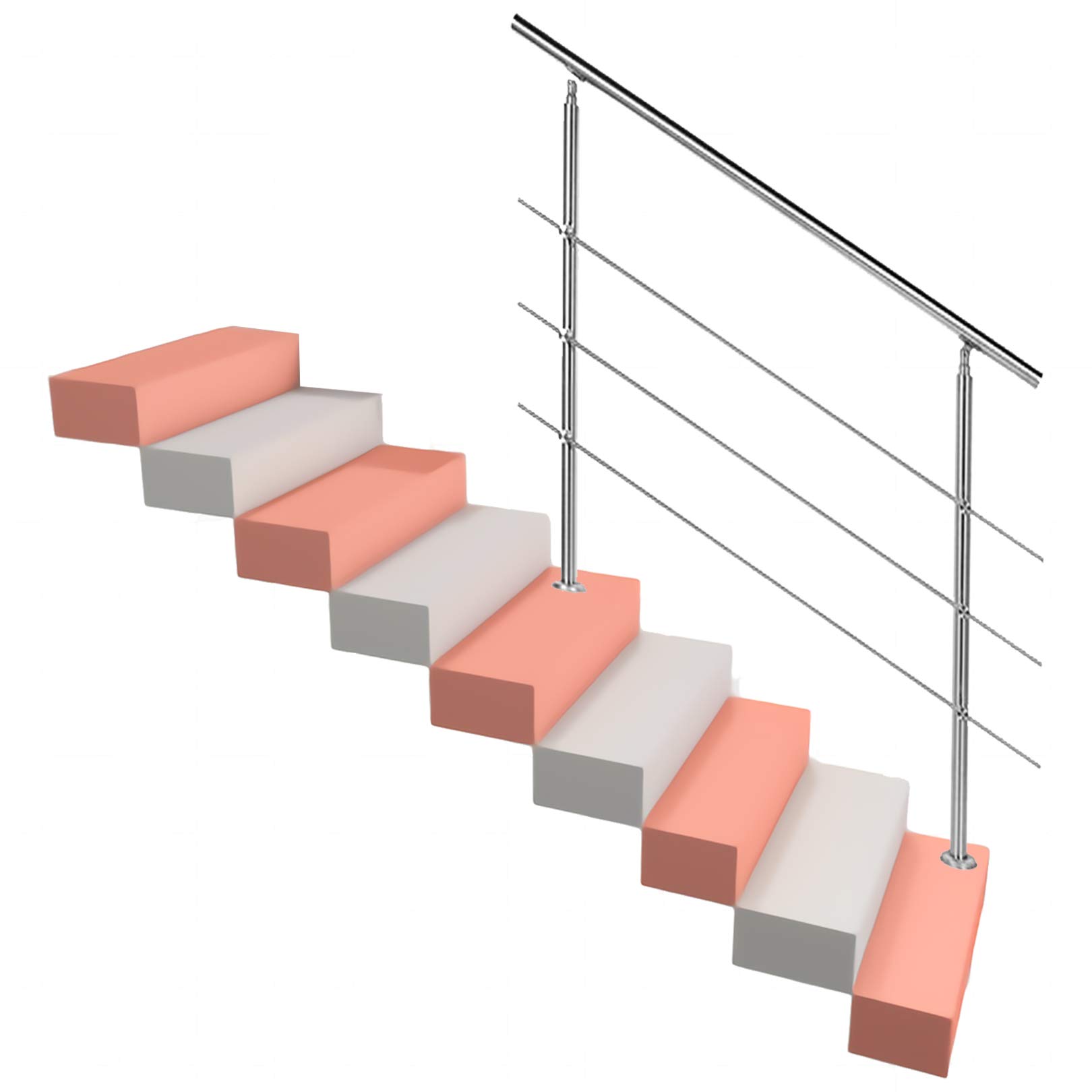 LWJSOCP Stair handrail 304 stainless steel stair handrail, garden stair rail for elderly and disabled (complete kit)