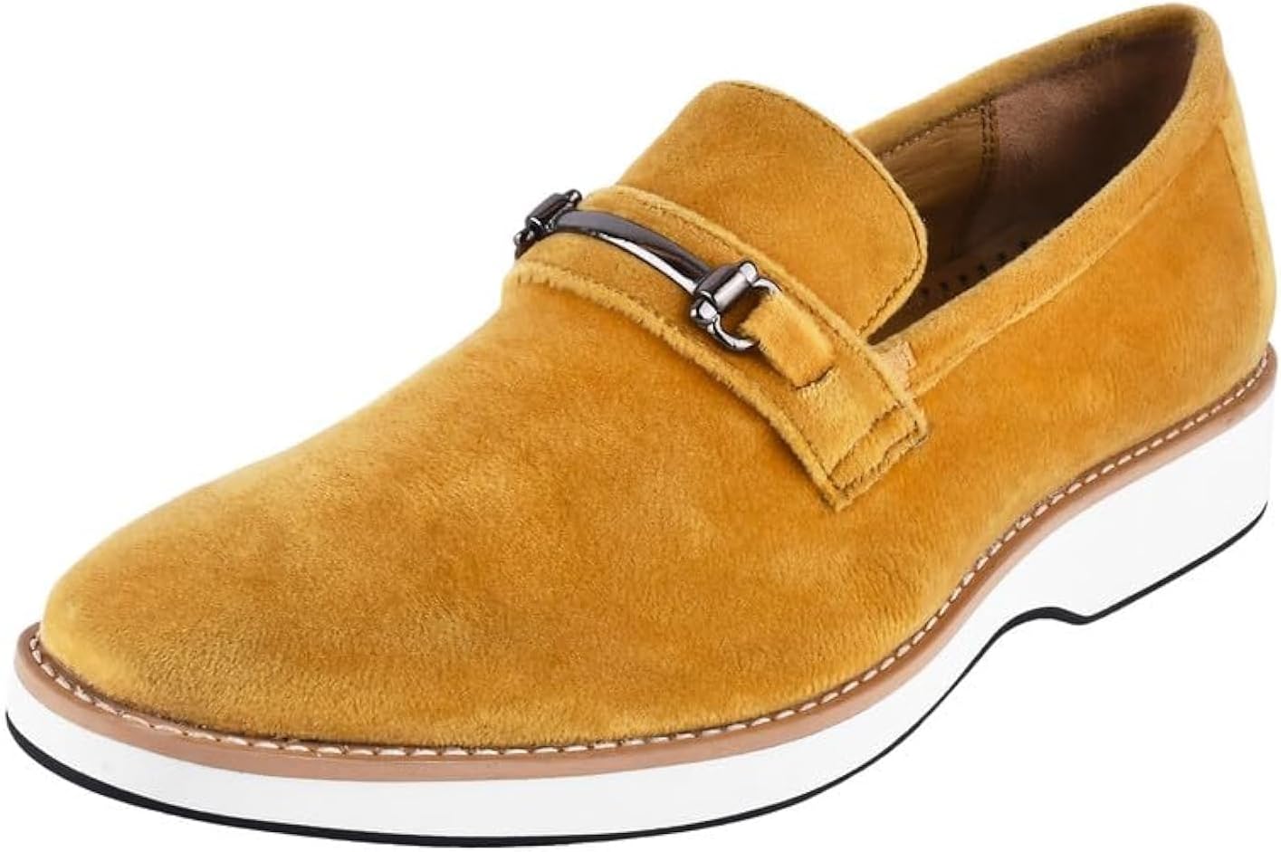 LIBERTYZENO Mens Tuxedo Canvas Textile and Suede Leather Noble Loafers and Slip On Wedding Party Shoes for Easter Gift