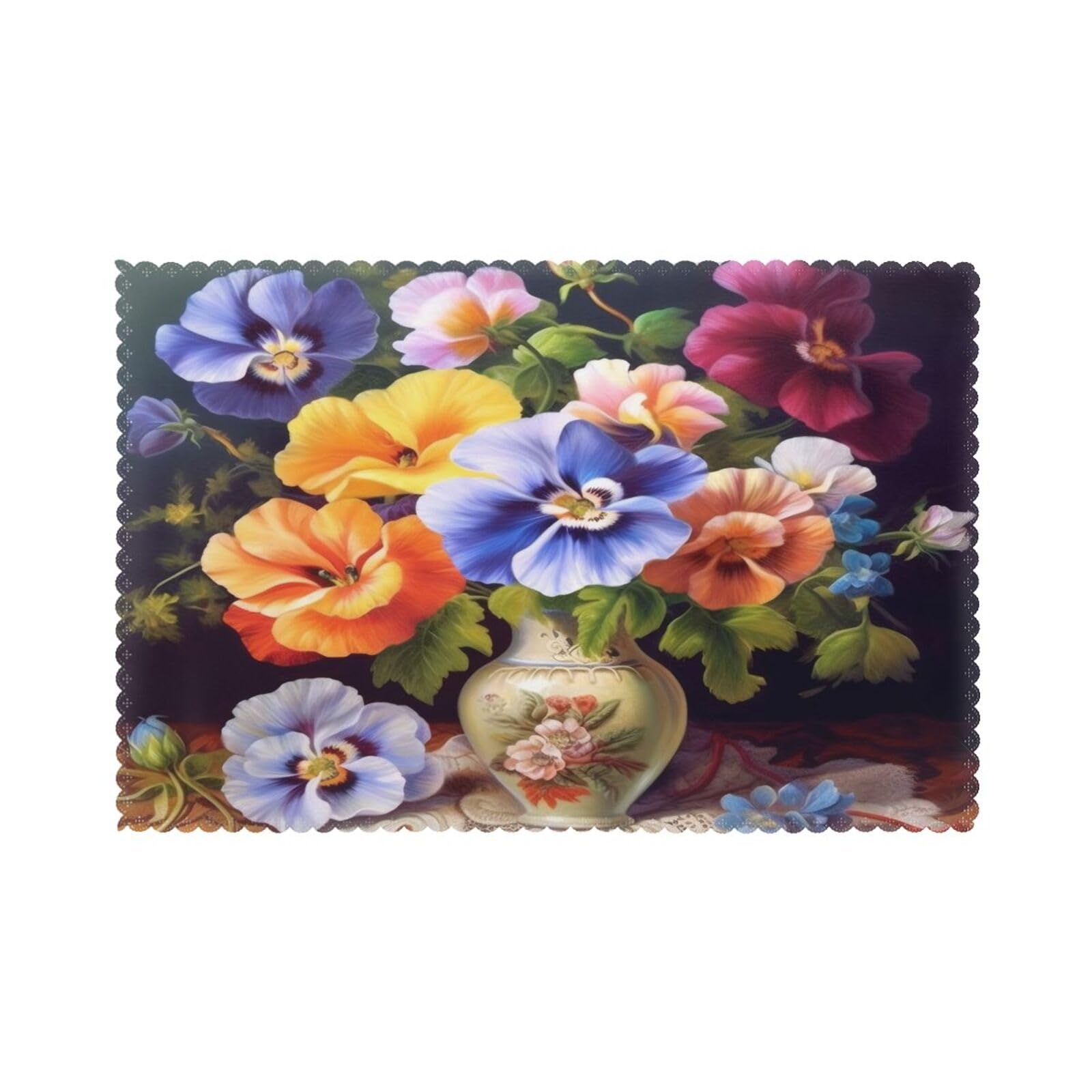 Stylish Flower Diamond Painting Placemats For Dining Table Set Of 6 - Anti-Skid, Polyester, Wipe Clean, 12x18in Place Mats For Table Washable For Kitchen, Hotel, And Banquet