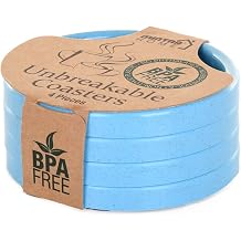 Mintra Home Durable Plastic Coasters 4pk Blue - 09051 - for Drinks, Coffee, Water - Drink Cup Holder for Kitchen, Home, Table Protection Protect Furniture from Water Marks & Damage