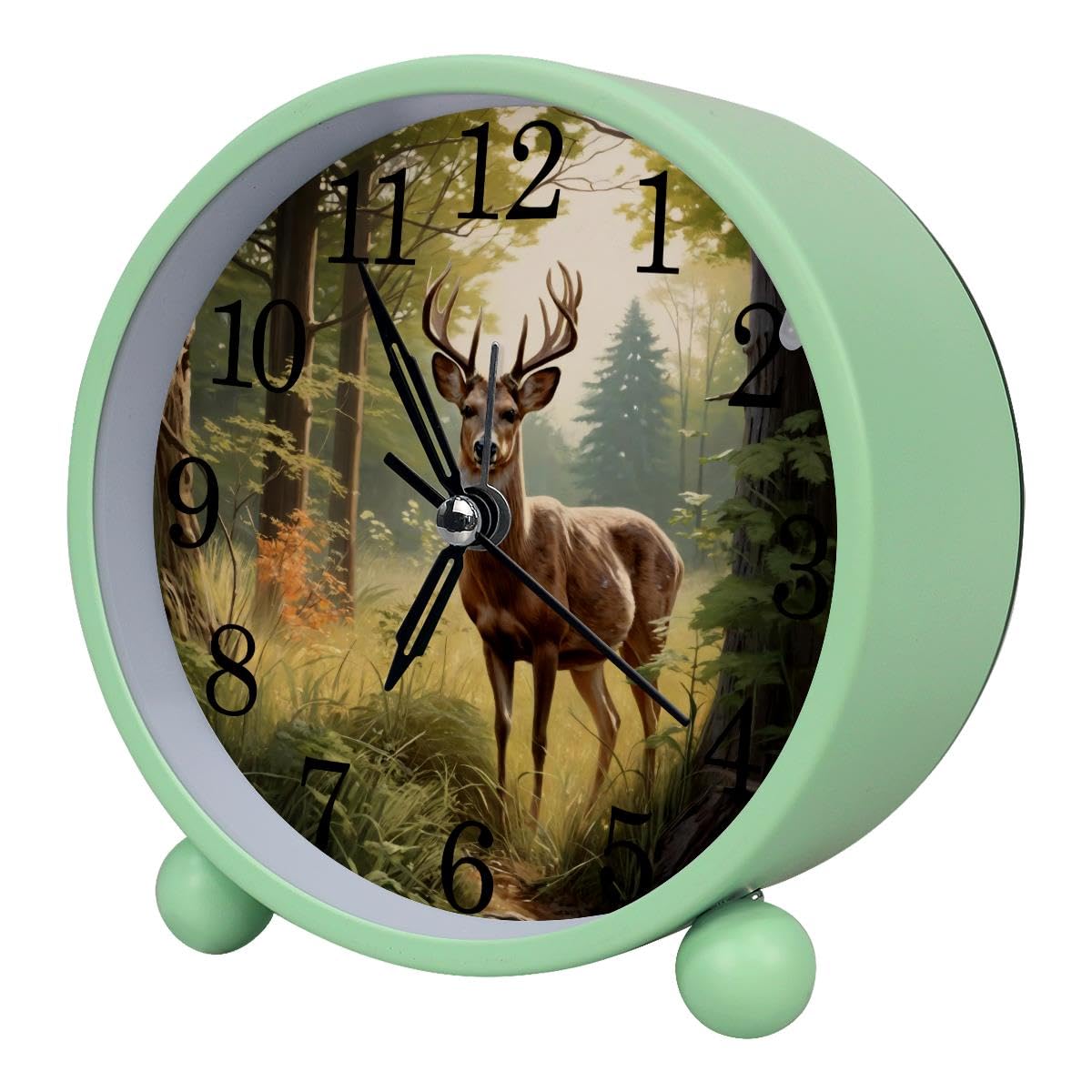 Luoweisi Alarm Clock Forest Deer, Silent Non-Ticking with Night Light