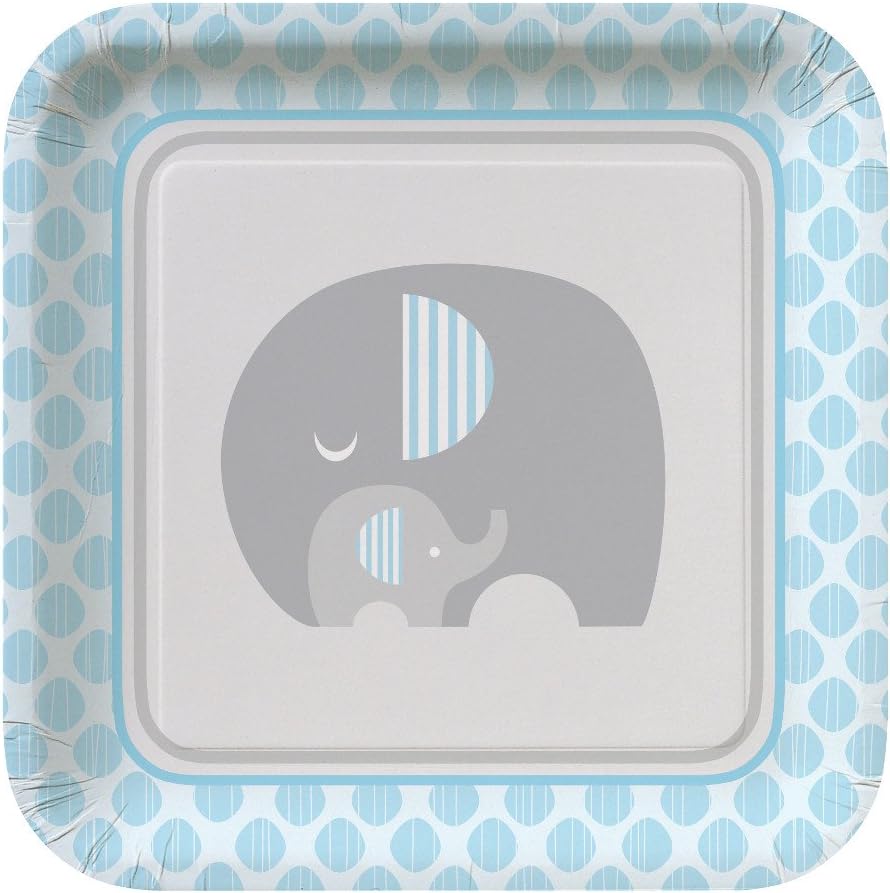 Blue Elephant Boy Baby Shower Supply Pack! Bundle Includes Paper Plates, Napkins, Cups & Silverware for 8 Guests