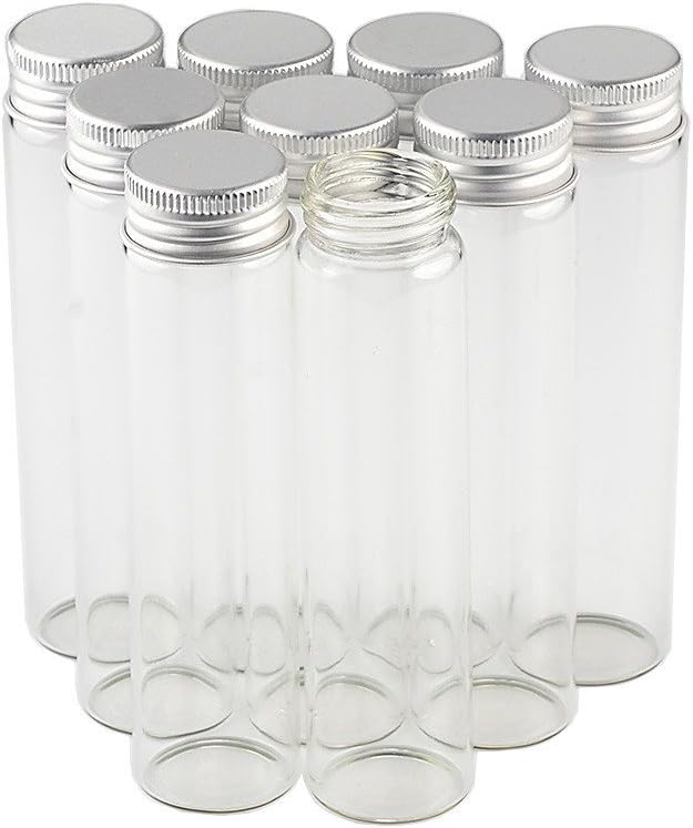 60ml Empty Seal Jars Glass Bottle with Aluminium Gold or Silver Color Screw Cap Sealed liquid Food Gift Container 50units (50, 60ML-LU-cap)