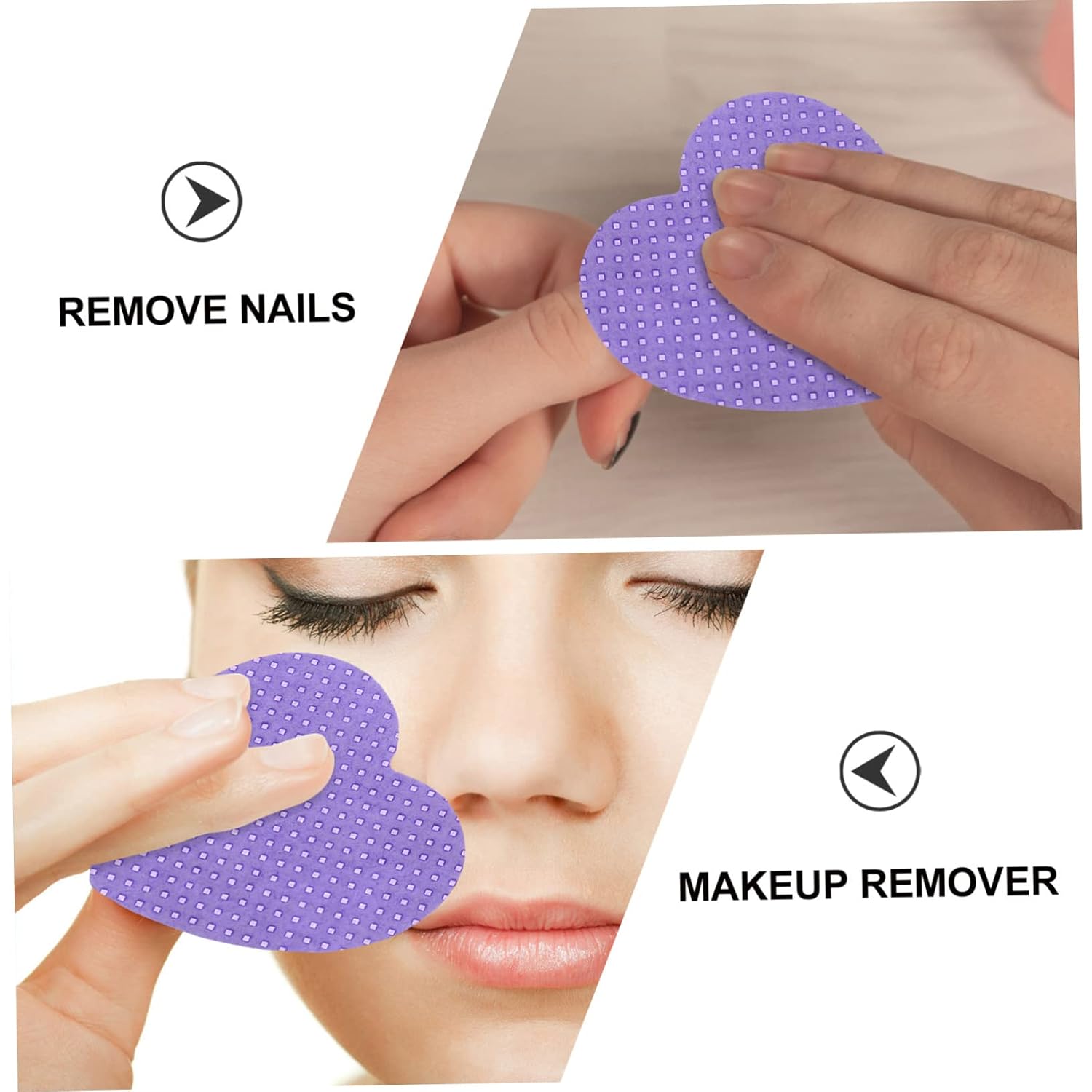 200sheets Heart Shaped Nail Polish Remover Wipes Super Absorbent Cotton Pads for Easy Gel Nail Removal at Home Fingernail Polish Cleanup