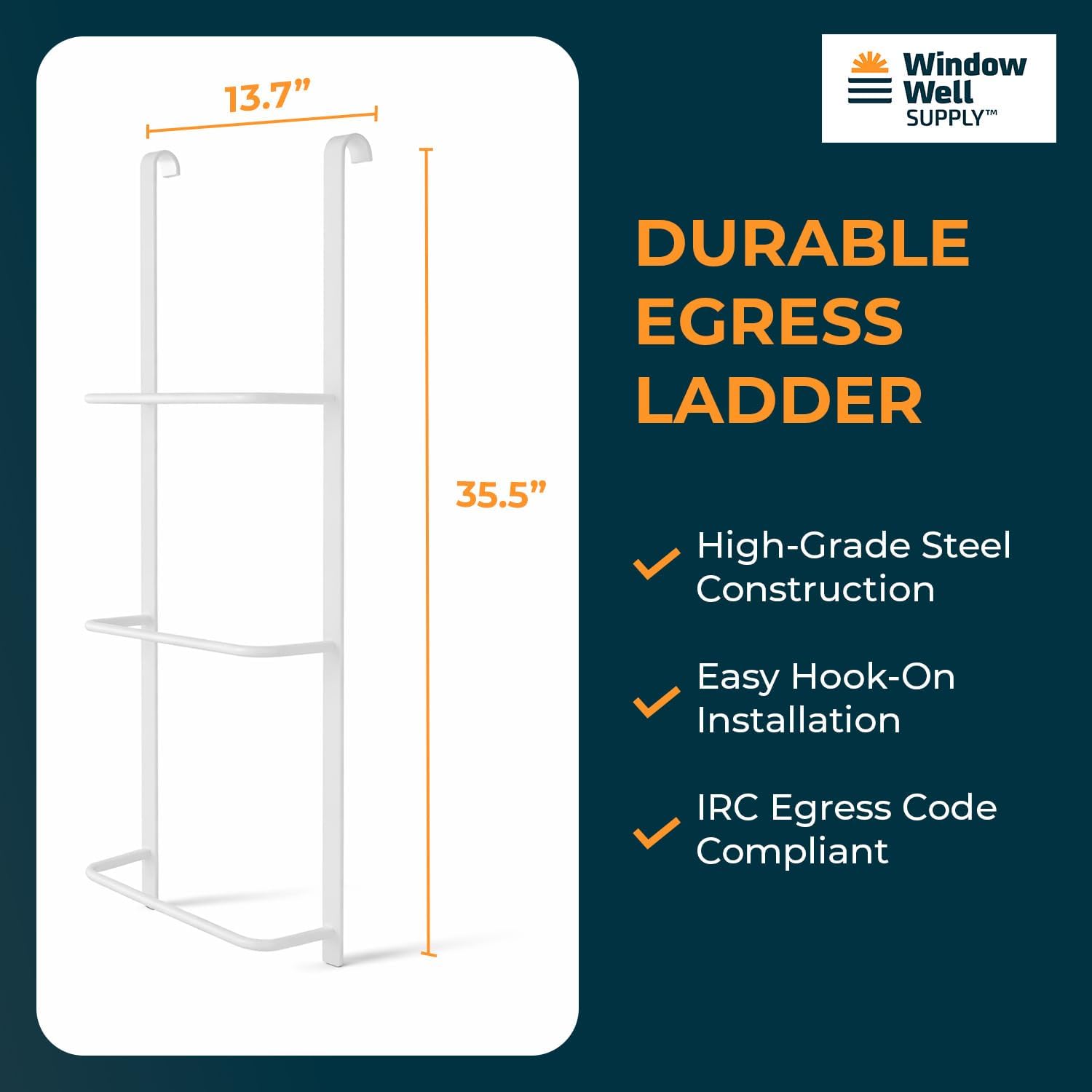 Complete Basement Egress Windows Kit - Window Covers - Egress Window Well Kit with Ladder - Basement Well Covers - Argon Filled Basements Windows - 42"L x 36"W x 48"D