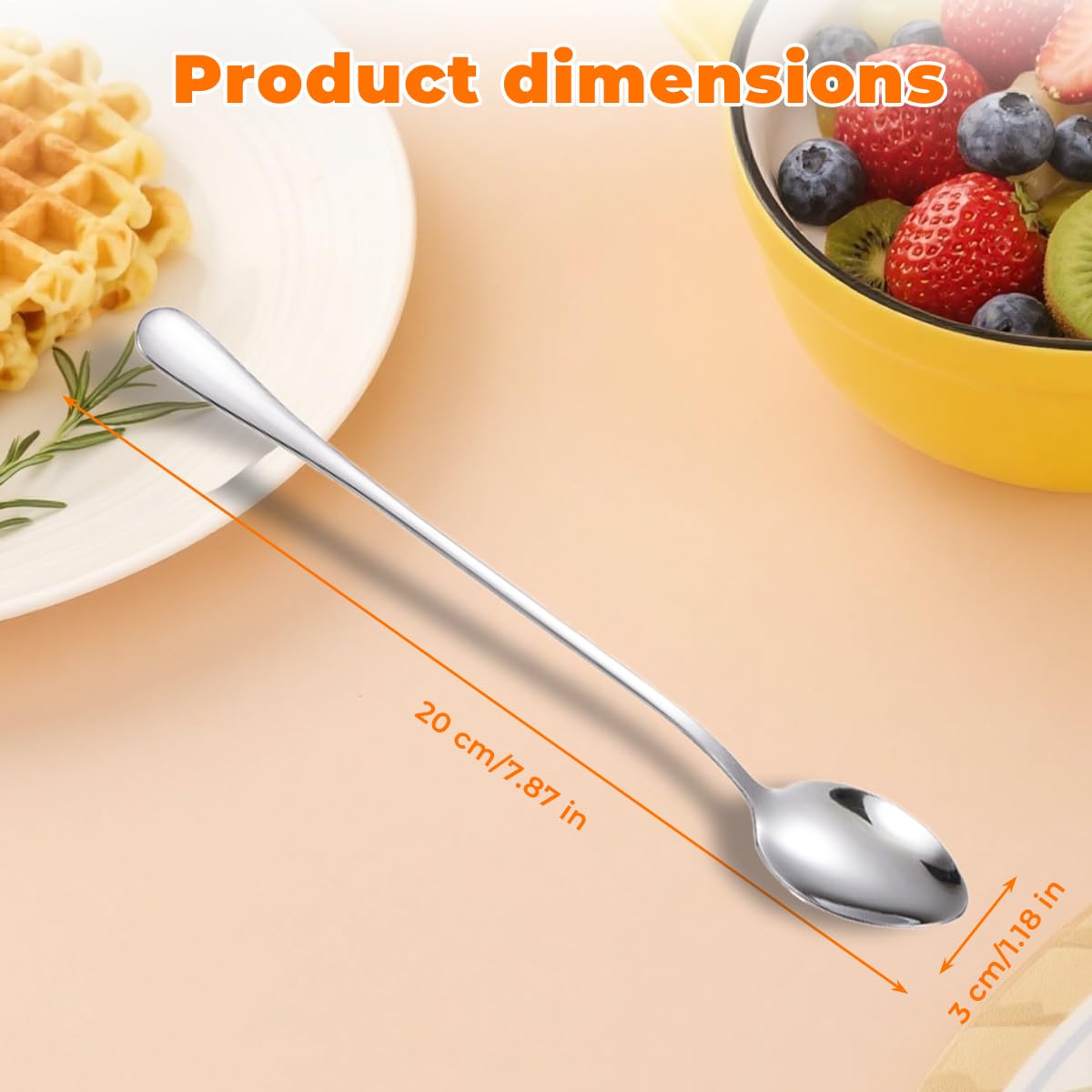 4 Edelstahl-Löffel Mit Langem Griff – 20 Cm, Perfekt Für Latte, Eistee & Cocktails