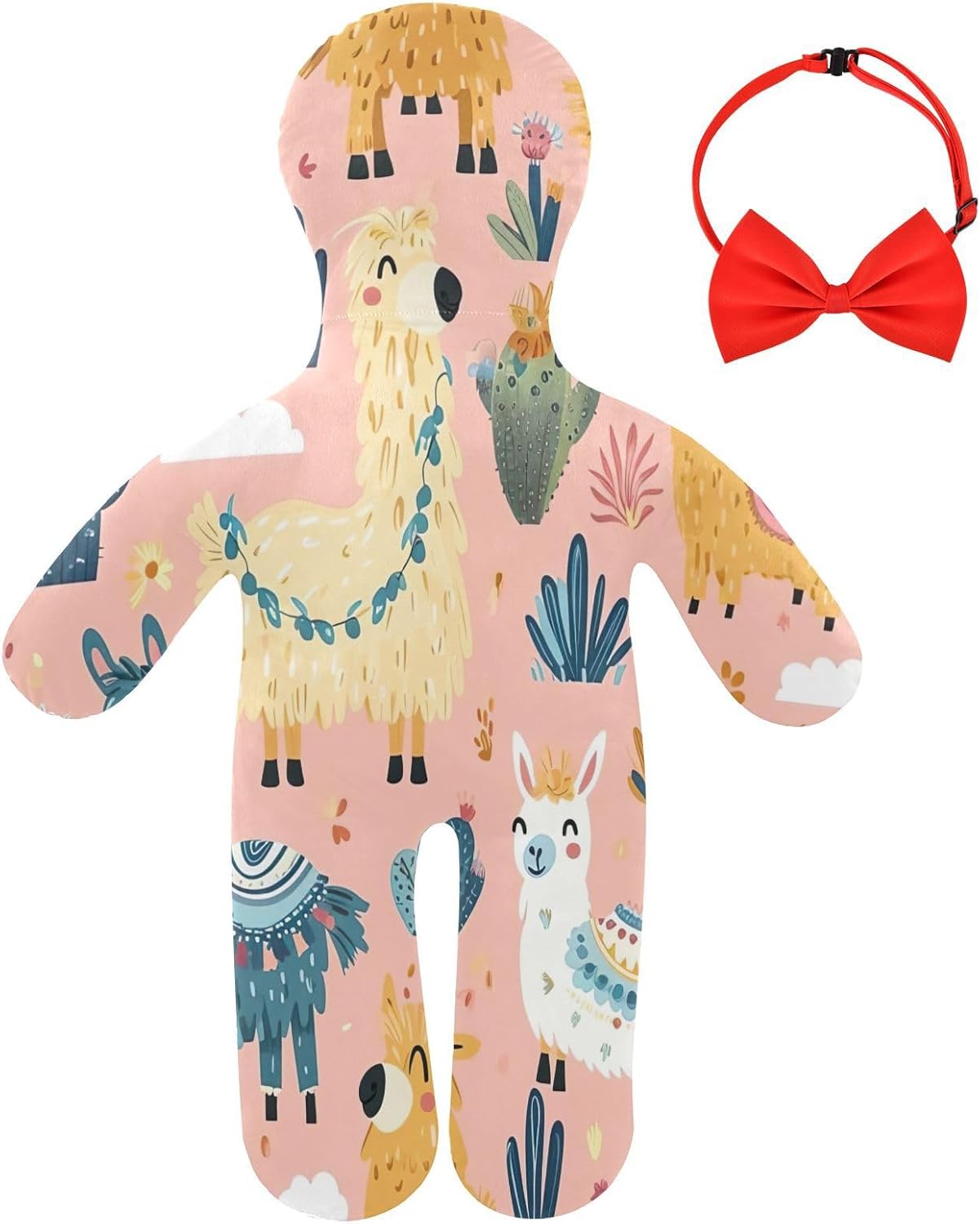 Playful Llamas Human-Shaped Pillow Soft Body Pillows Washable Velvet Pillows for Anxiety Relief Sleeping Cuddling & Support