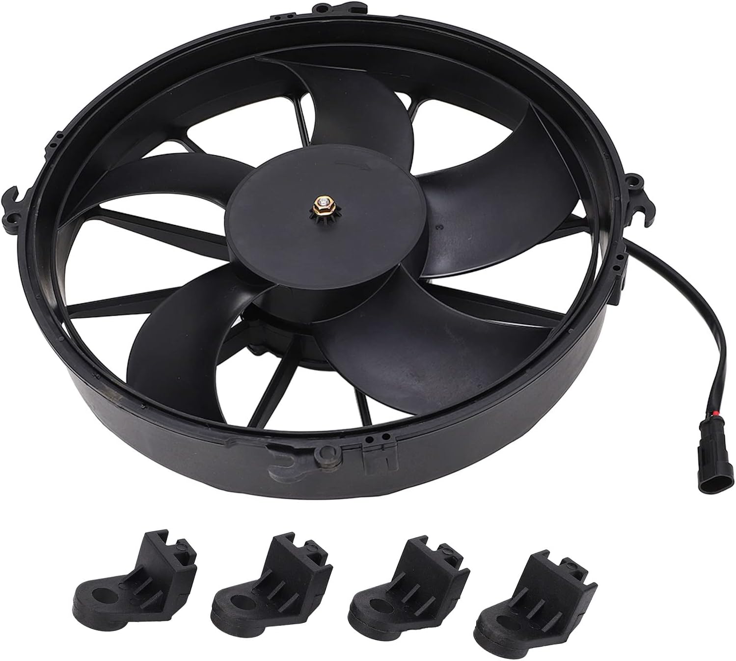 24V 160W AC Condenser Fan Assembly Air Conditioning Radiator Fan Condenser Electric Cooling Fan Five Blade Low Noise for Buses Trucks Cars