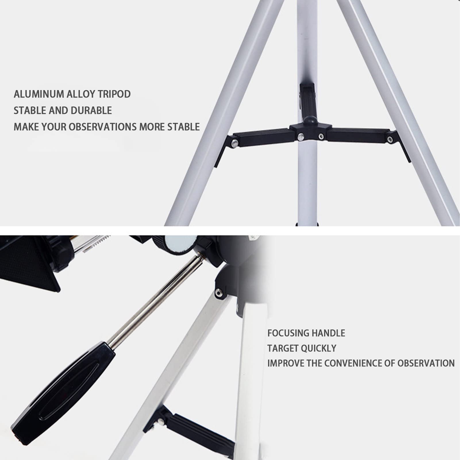 SDFK Telescopios para Adultos De Astronomía, Telescopio Refractor De Longitud Focal De 300 Mm De Apertura De 70 Mm para Niños Principiantes, Telescopio Portátil con Trípode