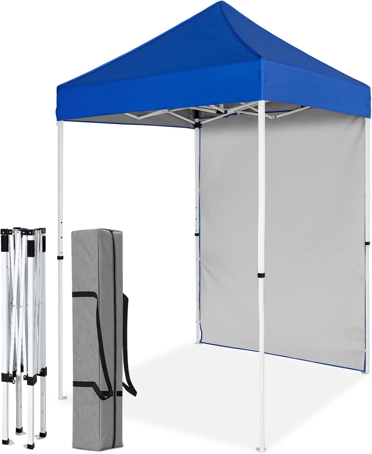 COOS BAY 5x5 Pop Up Canopy Tent with Side Wall, Easy Setup Portable Sun Shelter with Carry Bag, Outdoor Shade for Beach, Camping, Sports & Backyard, Blue