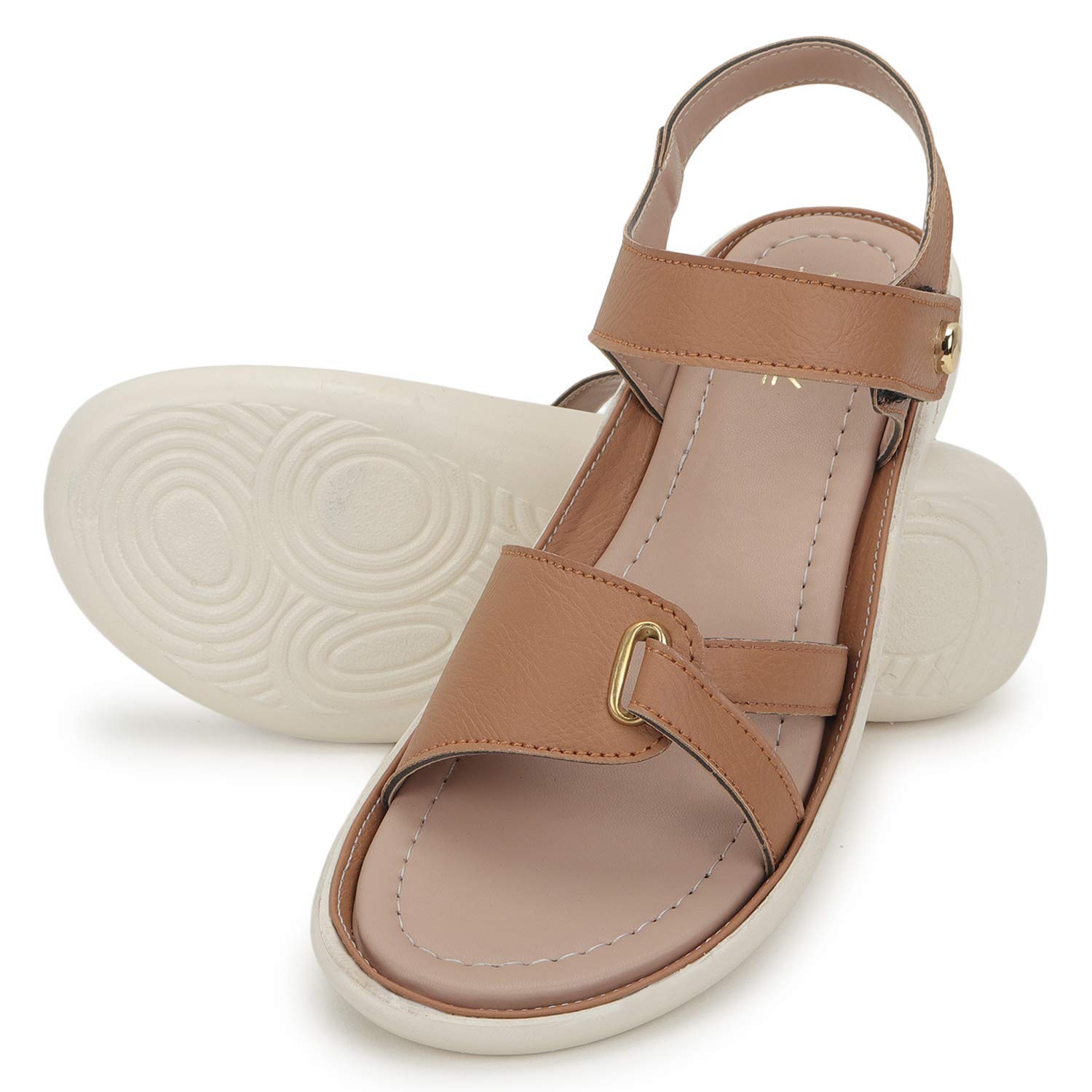 Vendoz Women Stylish Cream Flat Sandals - Image 9