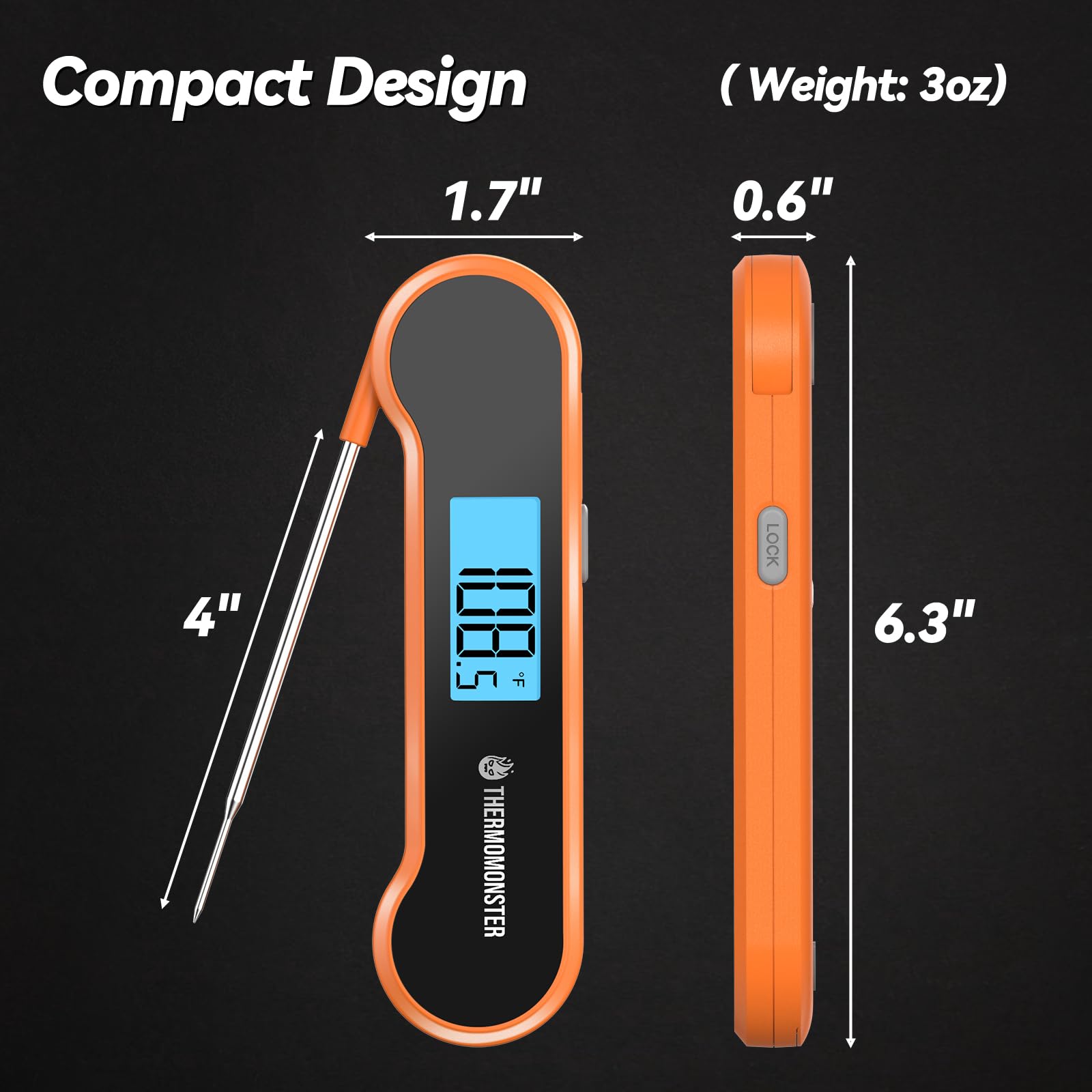 Termometro digitale per carne a lettura istantanea da 0,5 secondi con precisione ± 0,5 - 15 °C, termometro per alimenti per cucinare gadget da cucina, forno, grill, caramelle, barbecue, accessori