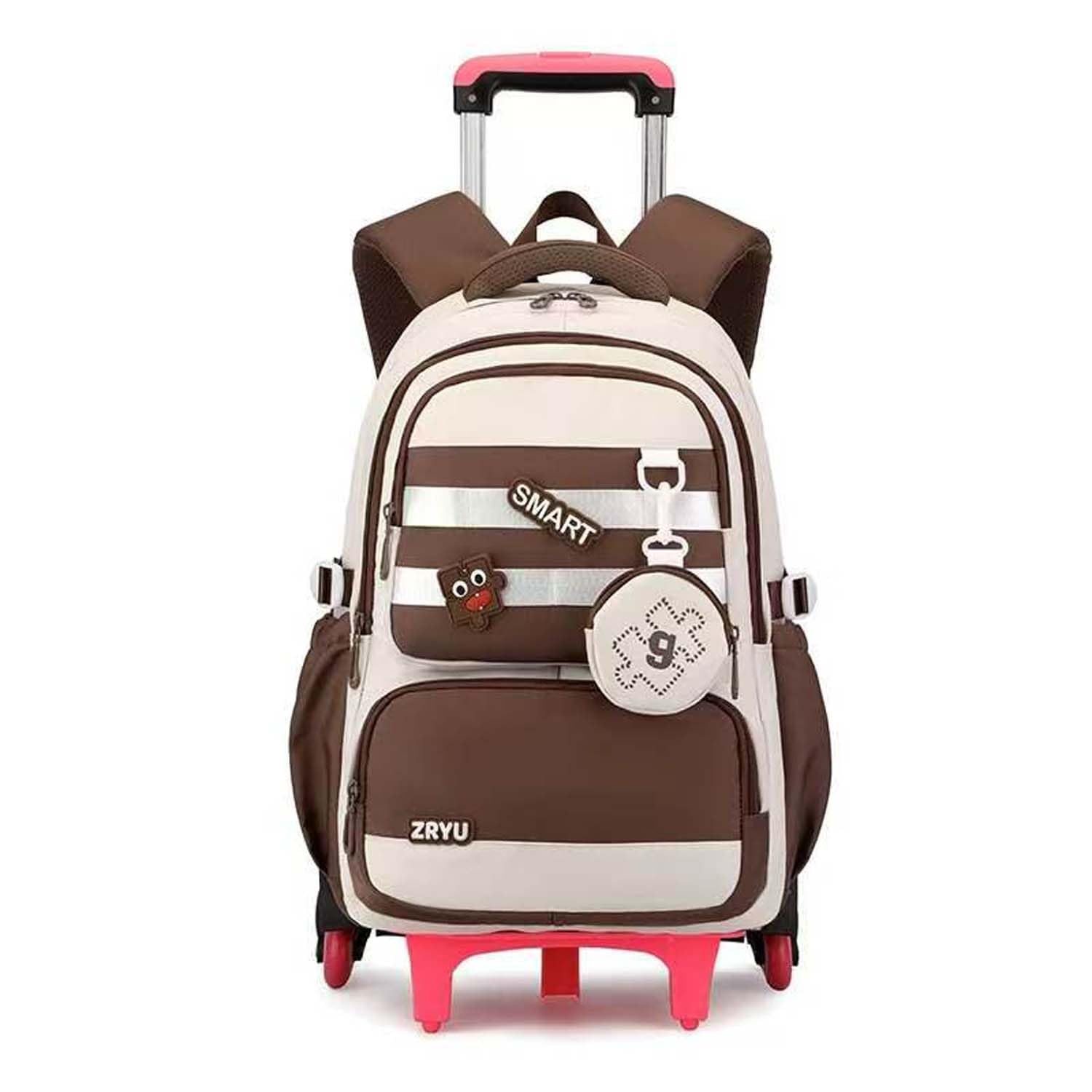 Kinder Schulrucksack Trolley für Mädchen Jungen, 30L Schulranzen Wasserdichter mit Rollen,Abnehmbar Trolley Schultasche Mädchen für Grundschule Sekundarstufe Lässiger Ranzen mit 6 Räder