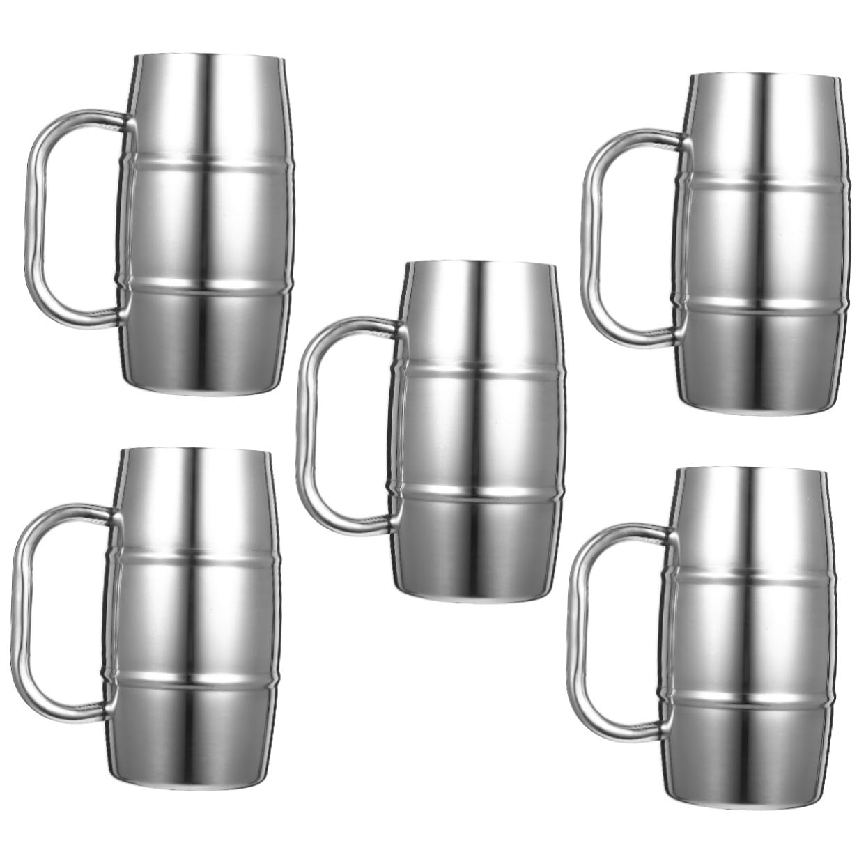 BESTOYARD 5stücke Edelstahl Bierbecher Doppelschichtiger Isolierter Trinkbecher Für Partys Festivals Und Täglichen Gebrauch Handheld Design Für Bier Saft Milch Und Mehr