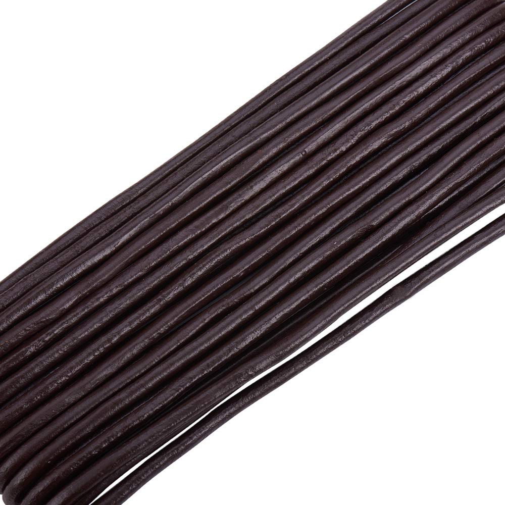 PandaHall 10 Meters 3mm Round Cowhide Leather Jewelry Beading Cord for Bracelet Necklace Craft Making (Sienna)