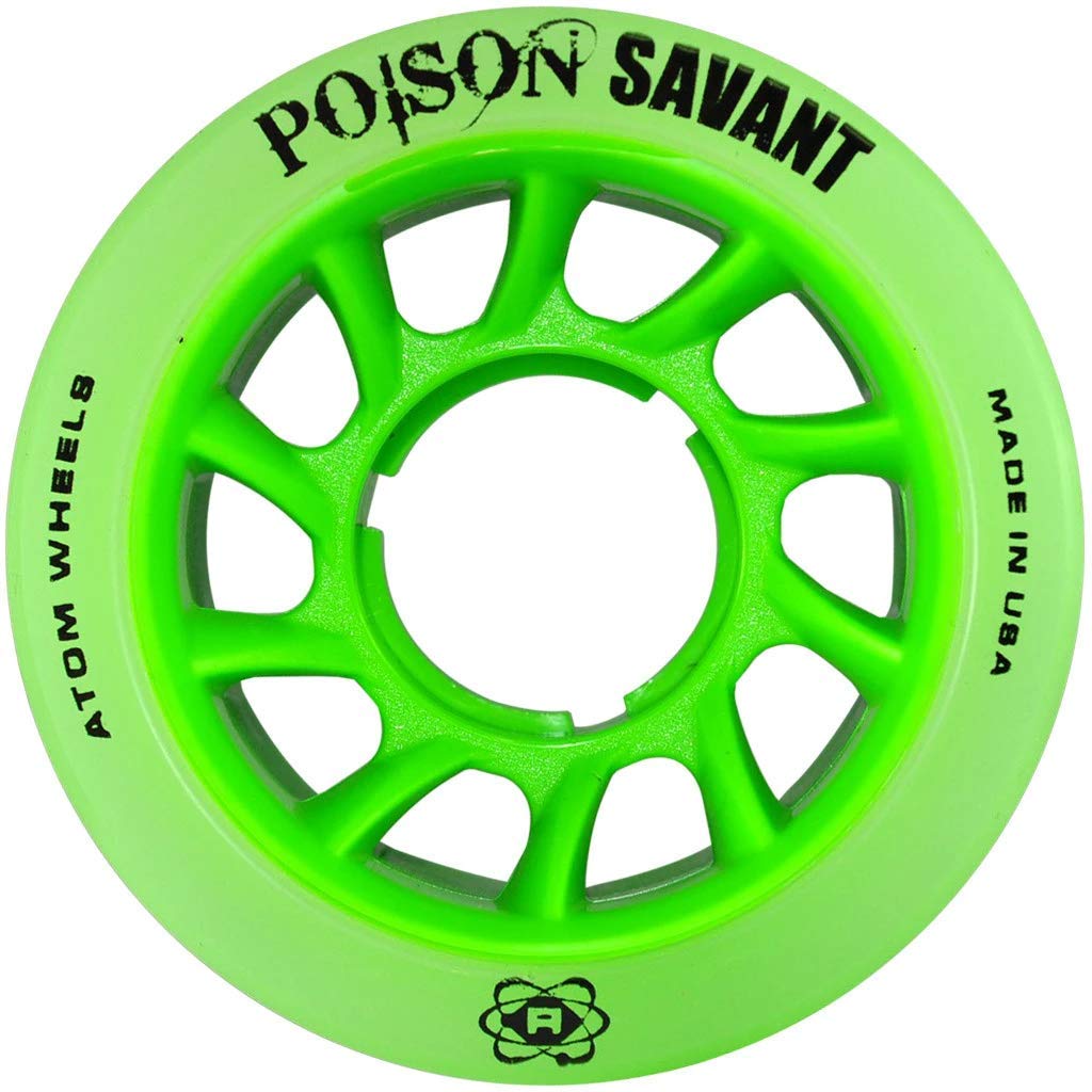 Atom Skates Poison Savant Skate Wheels Green 2 Packs - 8 Wheels / 59mm x 38mm