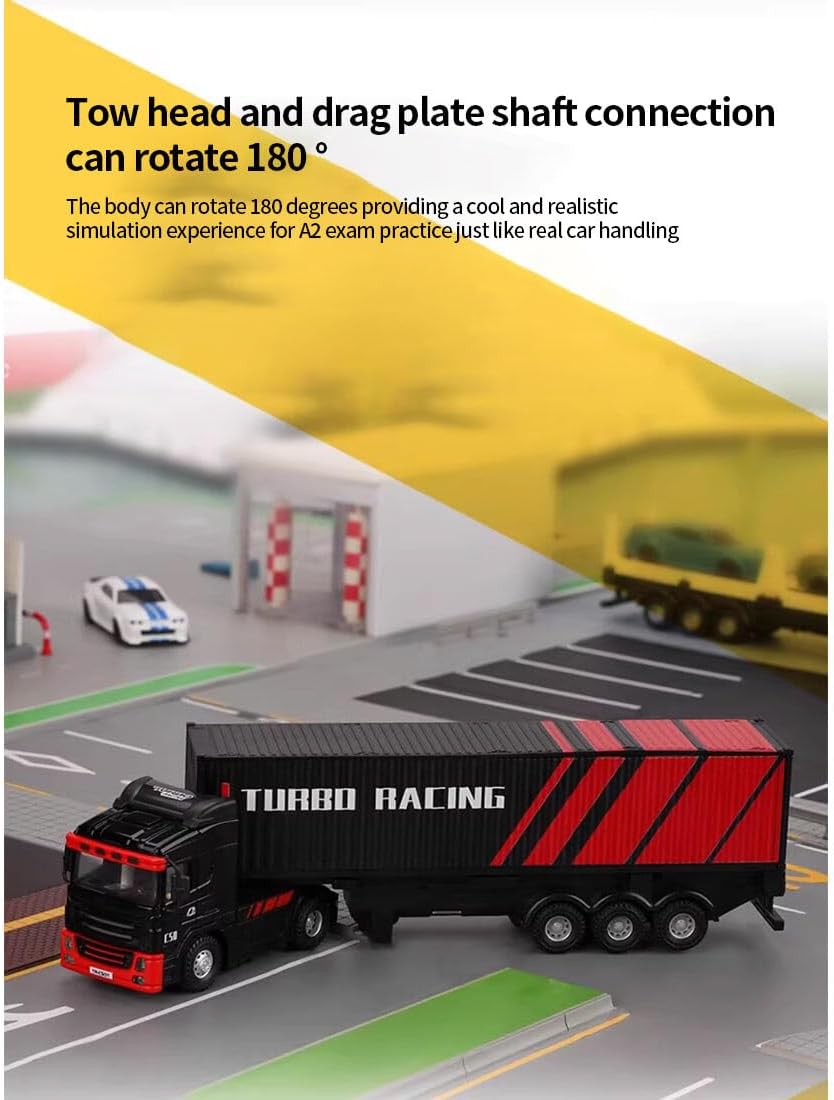 LOCHE Remote Control Car, Racing 1/76 2.4G RC Electric 3CH 4WD Truck Tractor Vehicles, Mini Desktop Car RC Truck for Birthday Gift - RTR Version