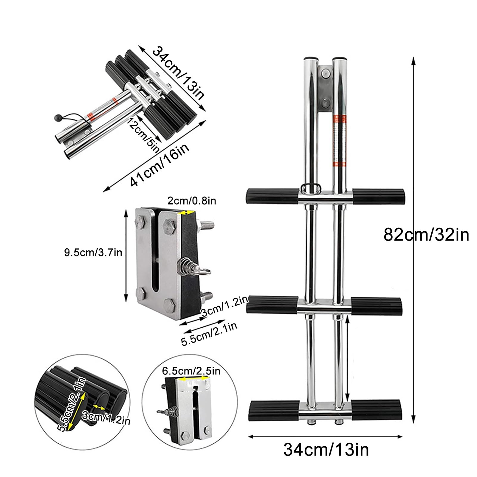 Scaletta Per Barca A 3 Gradini,Scala Per Immersione Telescopica In Acciaio Inossidabile 316 Resistente,Scaletta D'Imbarco Pieghevole Per Barche Marine,Pontone,Yacht