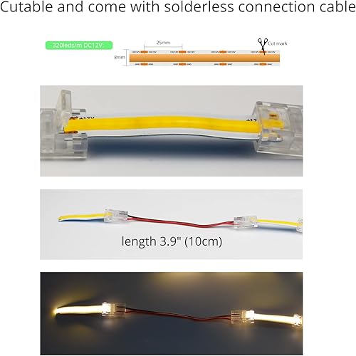 Miniatura 6 de Modelos de tira de luces LED COB de 10 pies, kit de tira de luces LED COB, control remoto de atenuación interior para dormitorio, fondo, gabinete,