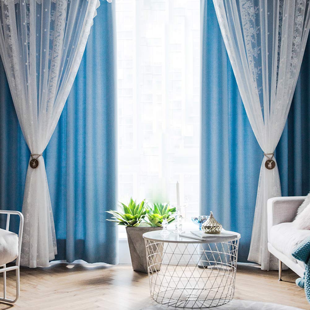 Rideau de chambre à coucher bleu à œillets créez un cocon cosy l130xh150cm