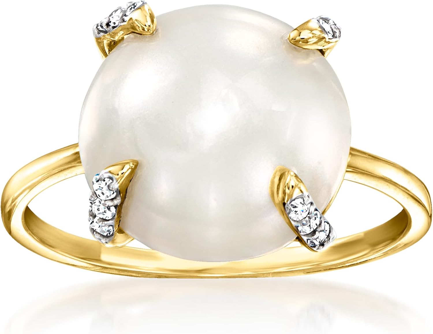 Ross-Simons 12-12.5mm Cultured Mabe Pearl and .10 ct. t.w. Diamond Ring in 14kt Yellow Gold