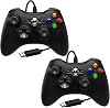 SWCTIM 2 Pack Replacement for Xbox 360 Controller Wired,Wired Controller Compatible with Xbox 360 & Slim Console and PC Windows 7810,with Upgraded Joystick,Double Vibration,Black