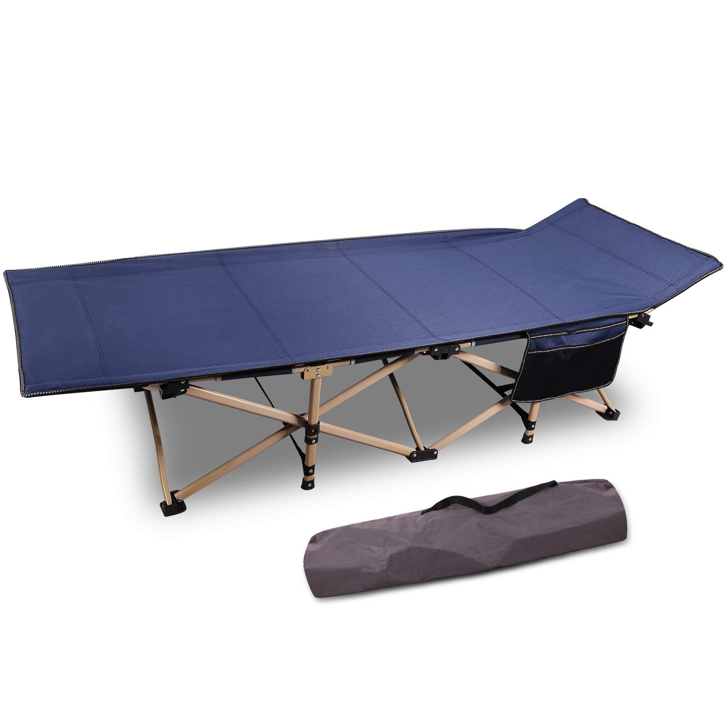 REDCAMP Folding Camp Beds for adults, 28" Extra Wide Heavy Duty Sturdy Camping Bed Portable, Stronge Thicker Tubes Sleeping Cot Outdoor Travel (Dark Blue)