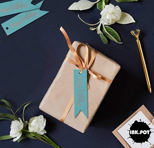 Miniatura 265 de Etiquetas de papel para colgar con texto en inglés «Happy Birthday», 100 unidades Azul,Aqua Blue,Negro -,azul, cerceta (Dark Teal Blue),Rosa