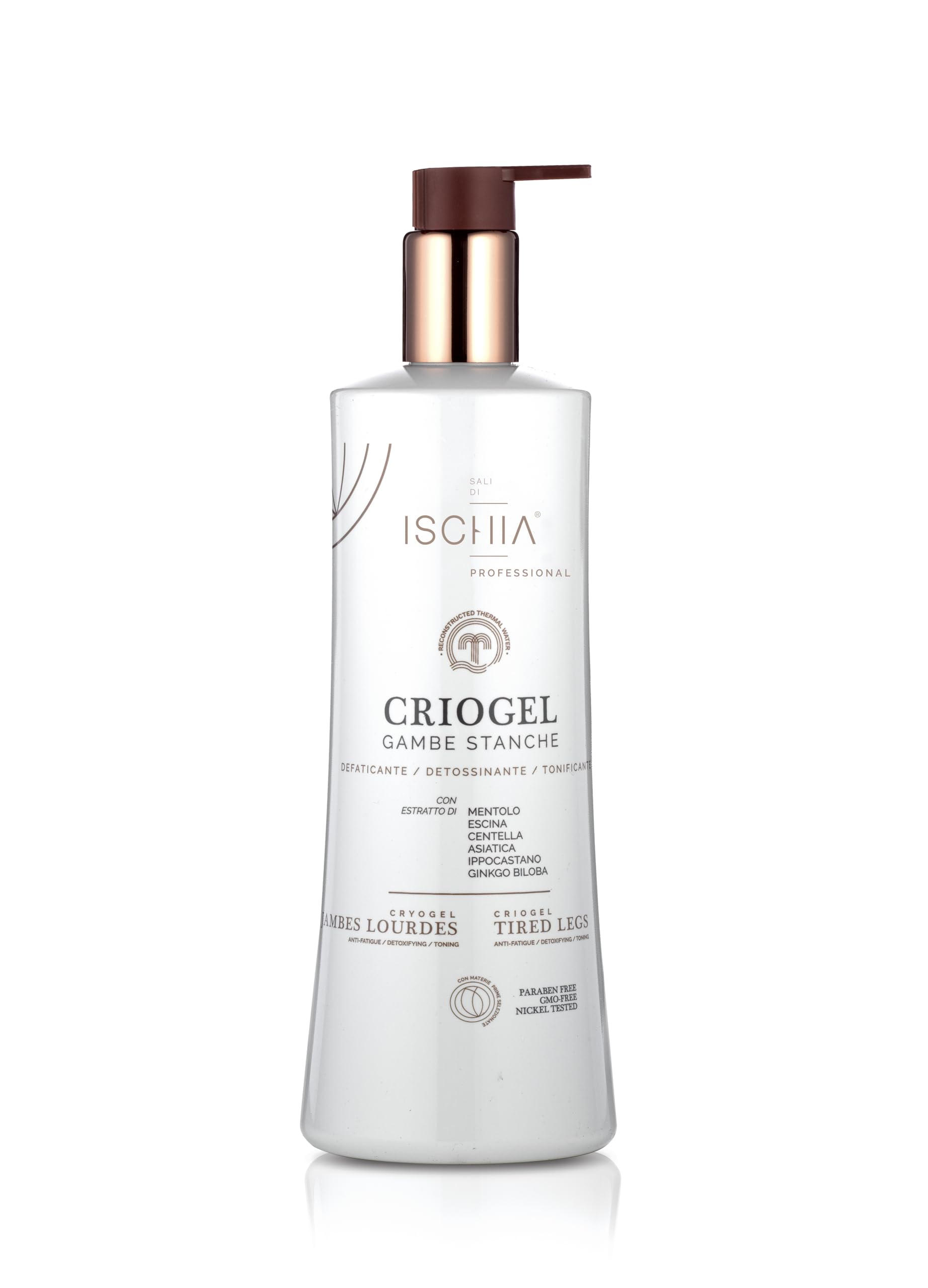 Ischia Eau Thermale [500 ml.] Criogel Gambe Stanche - Gel ad azione Defaticante, Detossinante e Tonificante - Effetto Freddo - Nickel Tested