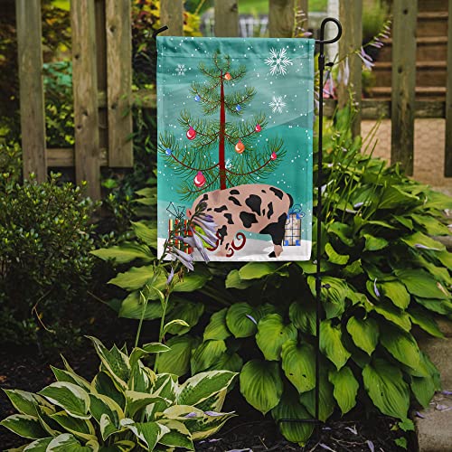 Drapeau de jardin cochon miniature decoration Noel exterieur petit format multicolor